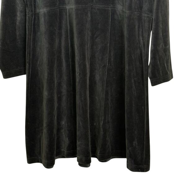 L.L. Bean Black Velvet Velour Long Sleeve XL Midi Dress - Picture 4 of 7